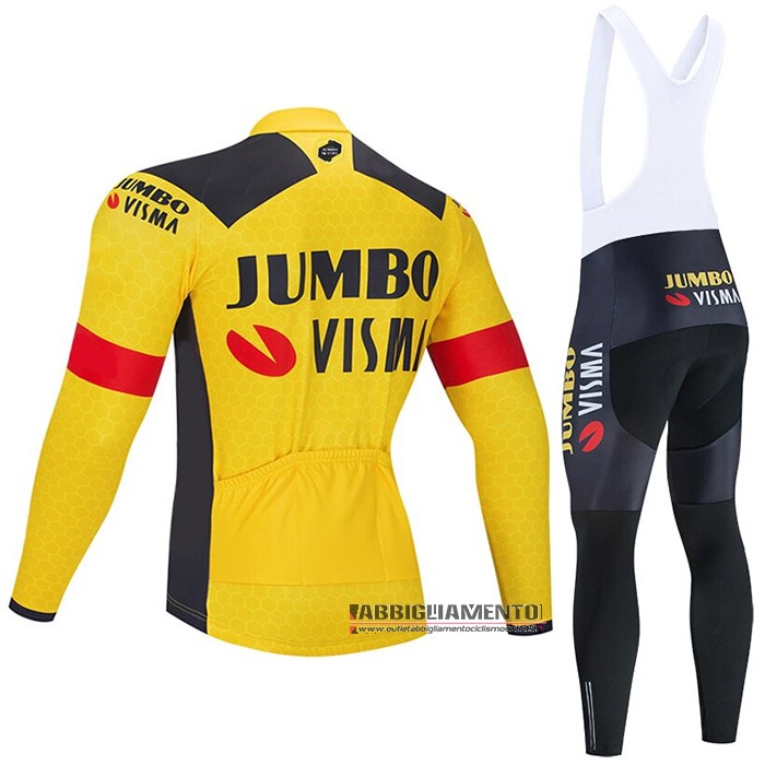 Abbigliamento Jumbo Visma 2021 Manica Lunga e Calzamaglia Con Bretelle Giallo - Clicca l'immagine per chiudere